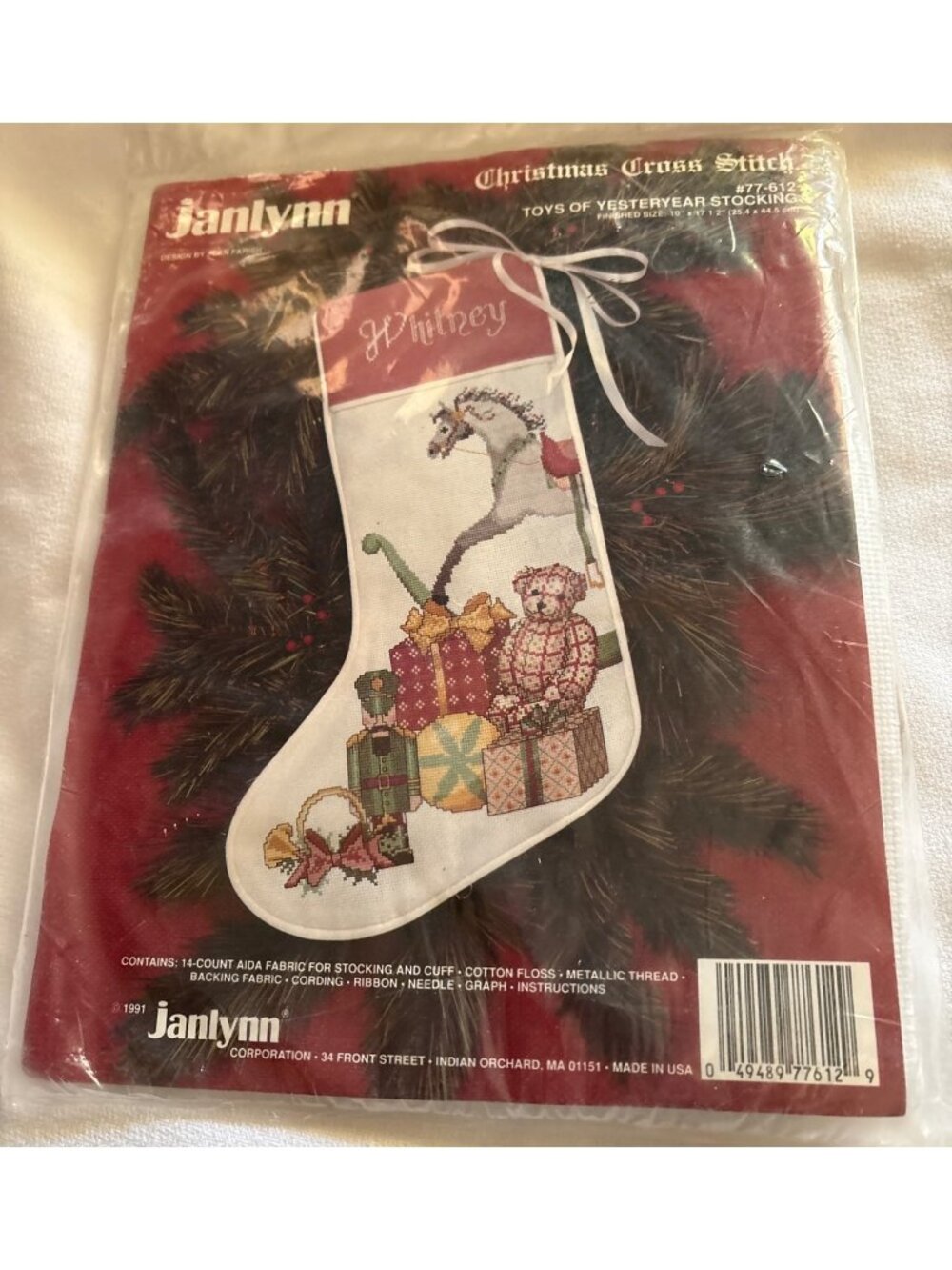 Janlynn Christmas Cross Stitch Kit Toys Of Yesteryear Stocking 1991 Made In USA